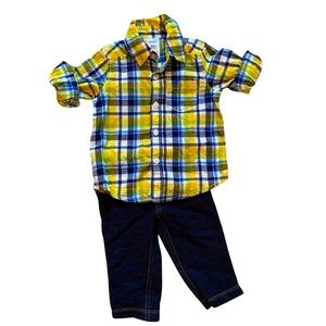 Carter’s Yellow & Navy Button Down Set 6M